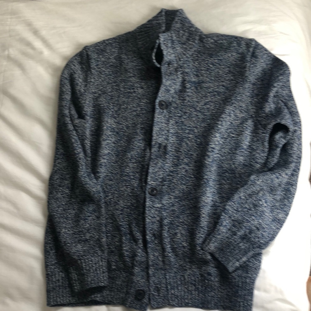 Banana Republic cotton and linen blend men’s blue marled cardigan sweater